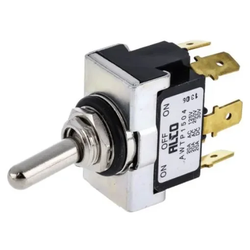 TE Connectivity Toggle Switch, Panel Mount, On-Off-On, DPDT, Tab Terminal - AWTP1504 product image