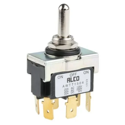TE Connectivity Toggle Switch, Panel Mount, On-Off-(On), DPDT, Tab Terminal - AWTT1504 product image