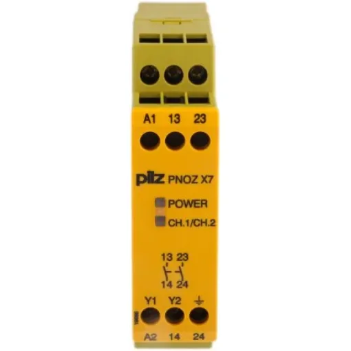 Pilz PNOZ X PNOZ X7 Emergency Stop Safety Relay, 230V ac, Single Channel, 2 Safety Contacts - 774056 product image