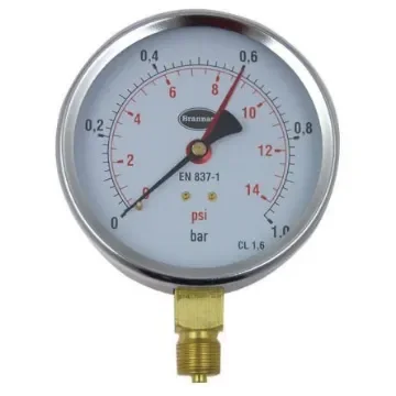 Brannan G 3/8 Analogue Pressure Gauge 1bar Bottom Entry 100mm Outside Diameter - 34/651/0 product image