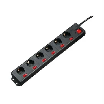 Hama 6 Gang Power Distribution Unit, 1.4m Cable, 16A, 250 V, Surge Protected - 00137259 product image