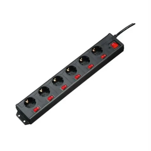 Hama 6 Gang Power Distribution Unit, 1.4m Cable, 16A, 250 V, Surge Protected - 00137259 product image
