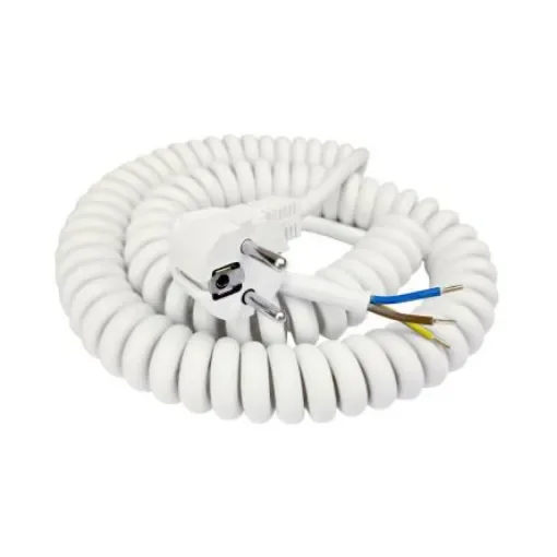 TBS de Buck B.V. SP-DSR, Spiral Cable, 3m 3 Core, White Polyvinyl Chloride PVC Power Cable +70°C - SP-DSR-214 product image
