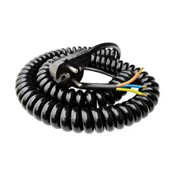 TBS de Buck B.V. SP-DSR, Spiral Cable, 3m 3 Core, Black Polyurethane PUR Power Cable +70°C - SP-DSR-220 product image