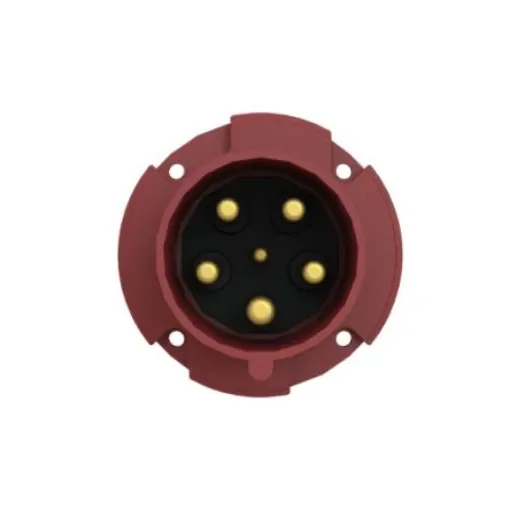 Amphenol Industrial, 2CMA1 IP44 Red Panel Mount 3P+N+E Industrial Power Plug, Rated At 63A, 415 V - 2CMA167234R1000 product image