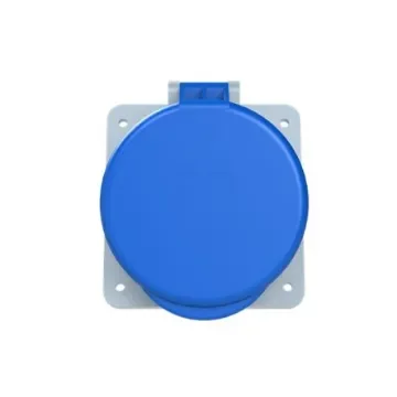 Amphenol Industrial, 2CMA1 IP44 Blue Panel Mount 2P+E Angled Industrial Power Socket, Rated At 63A, 250 V - 2CMA167408R1000 product image