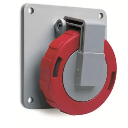 Amphenol Industrial, 2CMA1 IP67, IP69 Red Panel Mount 3P+N+E Angled Industrial Power Socket, Rated At 32A, 415 V - 2CMA166982R1000 product image