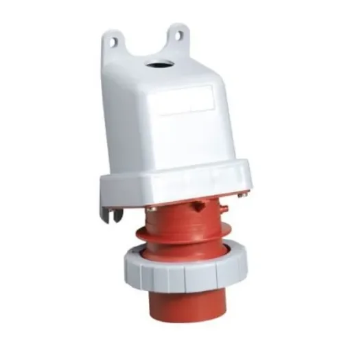 Amphenol Industrial, 2CMA1 IP67, IP69 Red Wall Mount 3P+N+E Angled Industrial Power Plug, Rated At 32A, 415 V - 2CMA167122R1000 product image