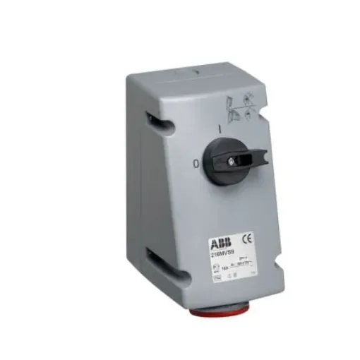 Amphenol Industrial Vertical Switchable IP67 Industrial Interlock Socket 3P+E, Earthing Position 3h, 32A, 440 V - 2CMA167876R1000 product image