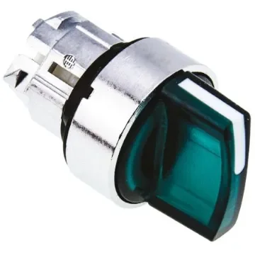 Schneider Electric ZB4 Series 2 Position Selector Switch Head, 22mm Cutout, Green Handle - ZB4BK1233 product image