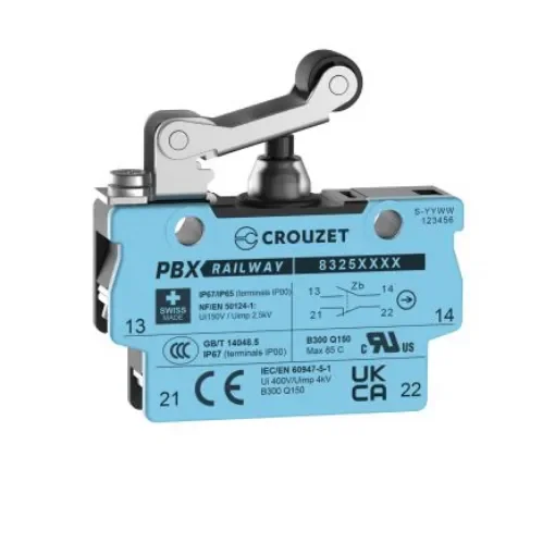Crouzet Roller Lever Micro Switch, Screw Terminal, SPST, IP67 - 83250223 product image
