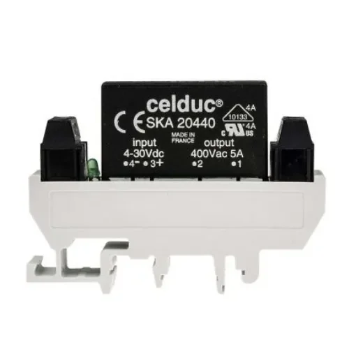 Celduc XK Series Solid State Interface Relay, 240V ac/dc Control, 5 A Load, DIN Rail Mount - XKA90440 product image