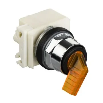Schneider Electric 9001 Series 2 Position Selector Switch Head, 30mm Cutout, Amber Handle - 9001K11J35LYFA product image
