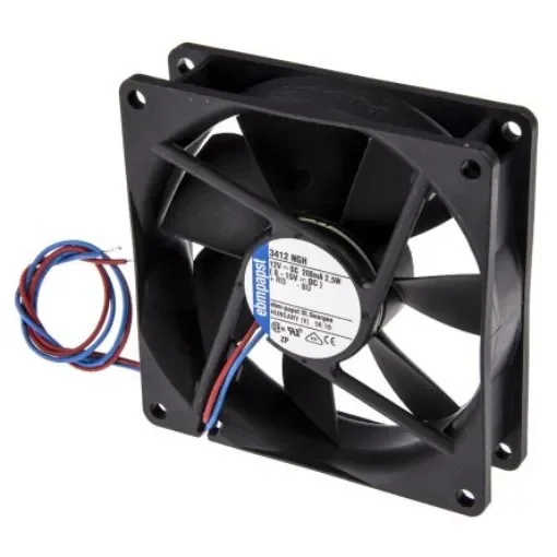 ebm-papst 3400 N Series Axial Fan, 12 V dc, DC Operation, 94m³/h, 2.5W, 208mA Max, 92 x 92 x 25mm - 3412NGH product image