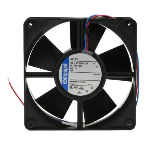 ebm-papst 4300 Series Axial Fan, 12 V dc, DC Operation, 170m³/h, 5W, 417mA Max, IP68, 119 x 119 x 32mm - 4312U product image