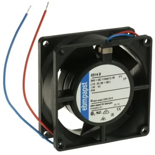 ebm-papst 8300 Series Axial Fan, 24 V dc, DC Operation, 54m³/h, 2.7W, 113mA Max, IP68, 80 x 80 x 32mm - 8314U product image