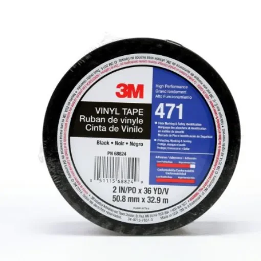 3M 7100044330 Black Vinyl 32.91m Hazard Tape, 0.14mm Thickness "471 Tape" product image