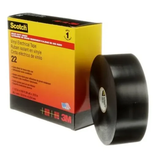 3M Scotch Vinyl Electrical Tape 22 Black PVC Electrical Tape, 38mm x 32.9mm - 7000031345 product image