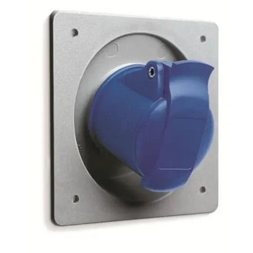 Amphenol Industrial, 2CMA1 IP44 Blue Panel Mount 2P+E Angled Industrial Power Socket, Rated At 16A, 250 V - 2CMA193218R1000 product image
