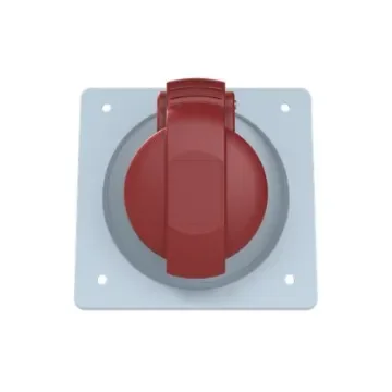 Amphenol Industrial, 2CMA1 IP44 Red Panel Mount 3P+N+E Angled Industrial Power Socket, Rated At 16A, 415 V - 2CMA193235R1000 product image