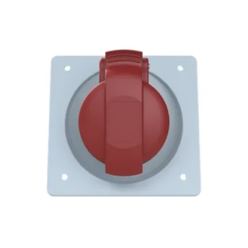 Amphenol Industrial, 2CMA1 IP44 Red Panel Mount 3P+N+E Angled Industrial Power Socket, Rated At 16A, 415 V - 2CMA193235R1000 product image