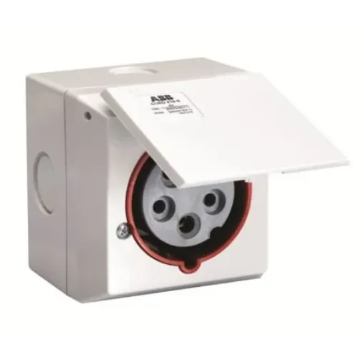 Amphenol Industrial, 2CMA1 IP44 Grey Panel Mount 3P+N+E Industrial Power Socket, Rated At 16A, 415 V - 2CMA178696R1000 product image