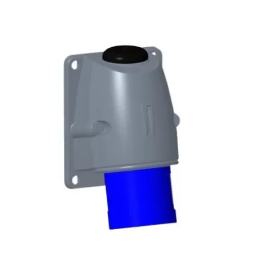 Amphenol Industrial, 2CMA1 IP44 Blue Wall Mount 3P+E Angled Industrial Power Plug, Rated At 16A, 250 V - 2CMA193300R1000 product image