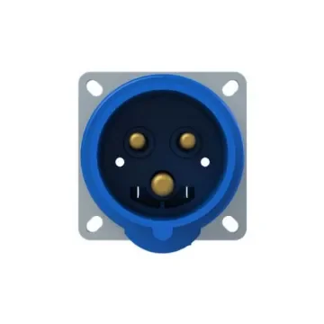 Amphenol Industrial, 2CMA1 IP44 Blue Panel Mount 2-P+E Industrial Power Plug, Rated At 16A, 250 V - 2CMA193338R1000 product image