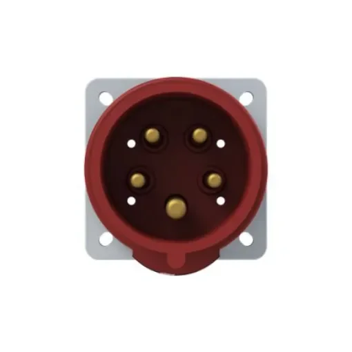 Amphenol Industrial, 2CMA1 IP44 Red Panel Mount 3P+N+E Industrial Power Plug, Rated At 16A, 415 V - 2CMA193355R1000 product image