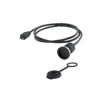 Encitech Connectors Straight, Panel Mount, Socket- Dual Port Type Micro USB 2.0 2.0 IP67 USB Connector - 1310-1013-02 product image