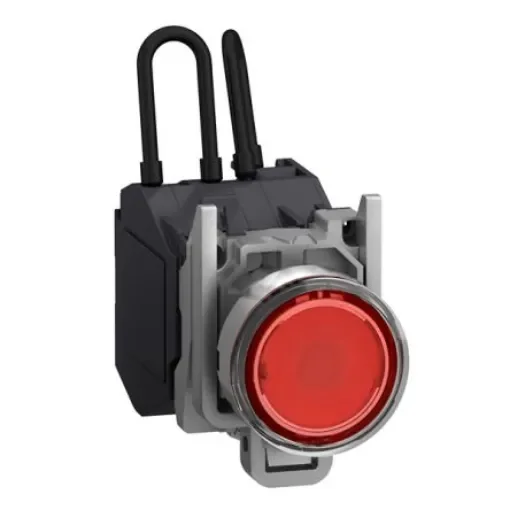 Schneider Electric, XB4B, Screw Mount Red LED Pilot Light, 22mm Cutout, IP66, Round, 254V - XB4BW24BM5GEX product image