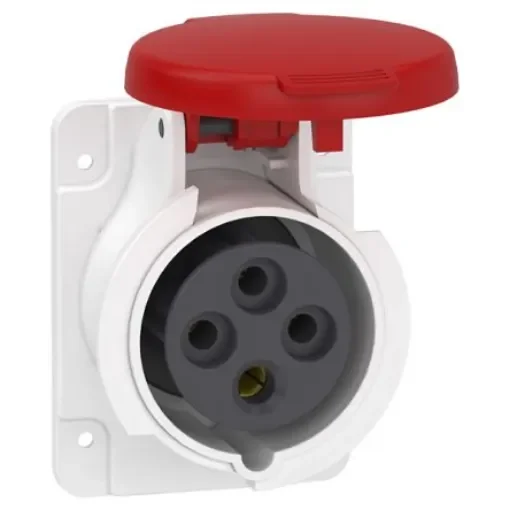 Schneider Electric, PKF16 IP44 Grey Panel Mount 3P + E Industrial Power Socket, Rated At 16A, 415 V - PKF16G434 product image