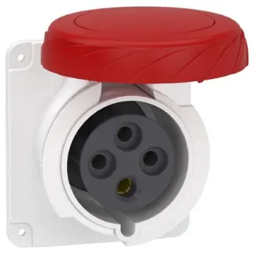Schneider Electric, PKF32 IP67 Grey Panel Mount 3P + E Industrial Power Socket, Rated At 32A, 415 V - PKF32G734 product image