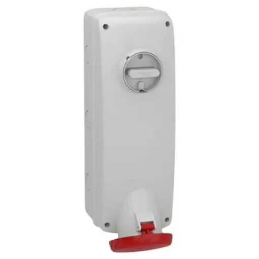 Schneider Electric, PKB63 IP65 Grey Wall Mount 3P + E Industrial Power Socket, Rated At 63A, 415 V - PKB63P534 product image