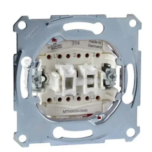 Schneider Electric 2 Way Silver Rocker Switch Grid Module 16A, Merten Series - MTN3626-0000 product image