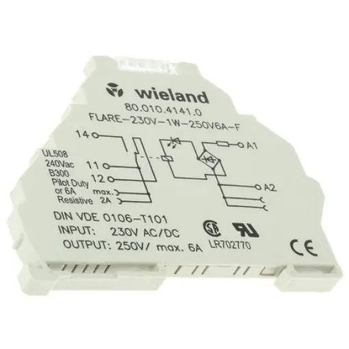 Wieland flare Series Interface Relay, DIN Rail Mount, 230V ac Coil, SPDT, 1-Pole - 80.010.4141.0 product image