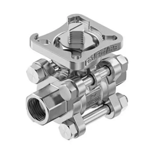 Festo Stainless Steel Ball Valve, Ball Valve, Flanged, 16.6mm, 63bar Operating Pressure - VZBE-1/4-WA-63-T-2-F0304-V15V15 product image