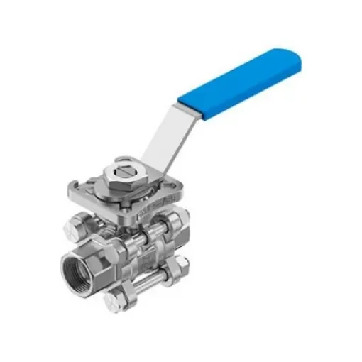 Festo Stainless Steel Ball Valve, Ball Valve, Flanged, 12.5mm, 63bar Operating Pressure - VZBE-3/8-WA-63-T-2-F0304-M-V15V15 product image