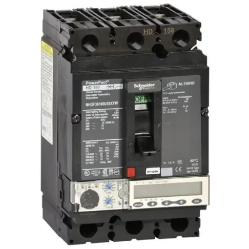 Schneider Electric, PowerPact MCCB 3P 60A, Breaking Capacity 14 kA, DIN Rail Mount - NHDF36060U53XTW product image