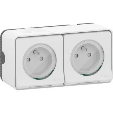 Schneider Electric MUR Black, White Plug Socket, 2P + E Poles, 16A, Indoor, Outdoor Use - MUR36027 product image