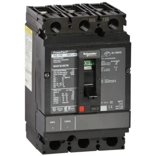 Schneider Electric, PowerPact MCCB 3P 15A, Breaking Capacity 18 kA, DIN Rail Mount - NHGF36015TW product image