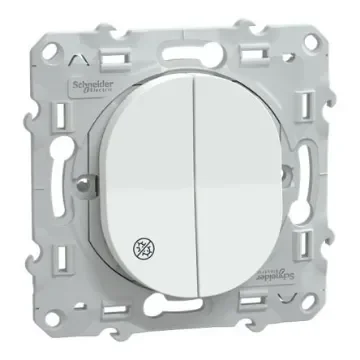 Schneider Electric White Rocker Light Switch, 2 Way, 2 Gang, Ovalis C - S300214 product image