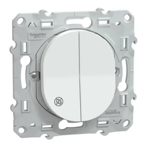 Schneider Electric White Rocker Light Switch, 2 Way, 2 Gang, Ovalis C - S300214 product image