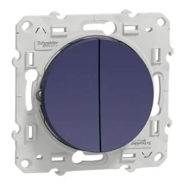 Schneider Electric Blue Push Button Light Switch, 2 Gang, S550 - S550216 product image