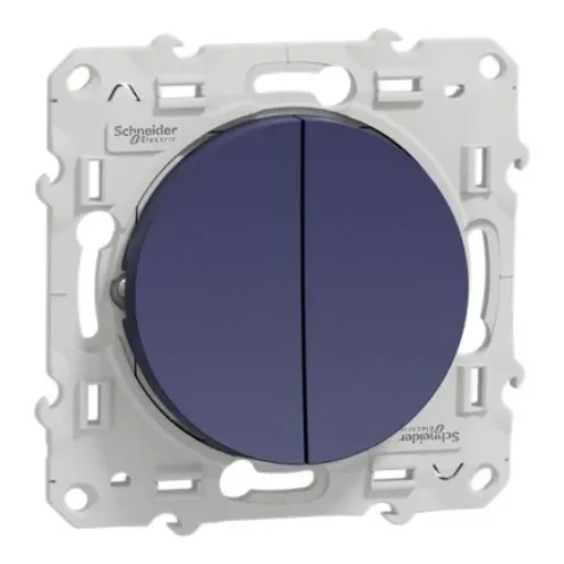 Schneider Electric Blue Push Button Light Switch, 2 Gang, S550 - S550216 product image