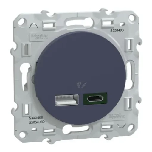 USB Blue Wall Plate Module, Flush Mount - S550403 product image