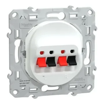 Schneider Electric S320488 Flush Mount Loudspeaker Connector Socket, 2 WayWhite, Screwless Termination product image