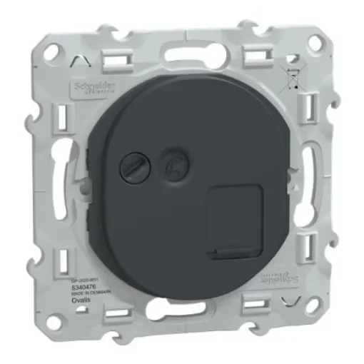 Schneider Electric Ovalis C Series Socket RJ45 Socket, Flush Mount, Cat6a, STP Shield Straight 1 Port 8 -Way - S340476 product image