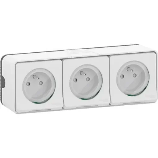 Schneider Electric MUR Black, White Plug Socket, 2P + E Poles, 16A, Indoor, Outdoor Use - MUR36039 product image
