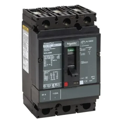 Schneider Electric, PowerPact MCCB 3P 80A, Breaking Capacity 18 kA, DIN Rail Mount - NHGL36080 product image
